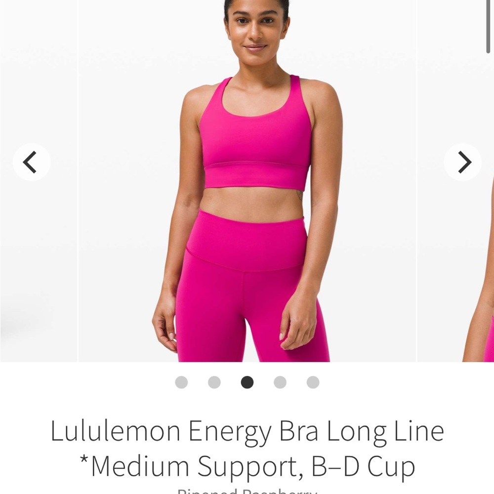 Lululemon energy bra longline medium support B-D cups, Ripened Raspberry, sz 6
